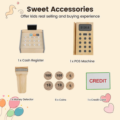 Pretend Play Shop, Kids Supermarket Playset with Shopping Cart