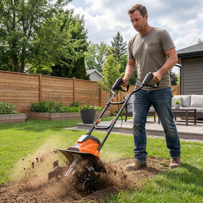 Electric Garden Tiller, 1200W/750W Powerful Soil Cultivator Rotavator with 36cm/32cm Tilling Width