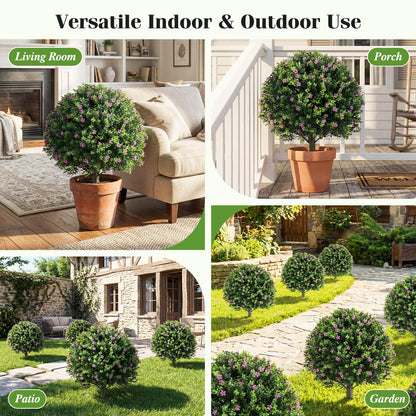 Indoor Outdoor Sun-proof Fake Floral Greenery Topiary Plants（Purple Flowers）