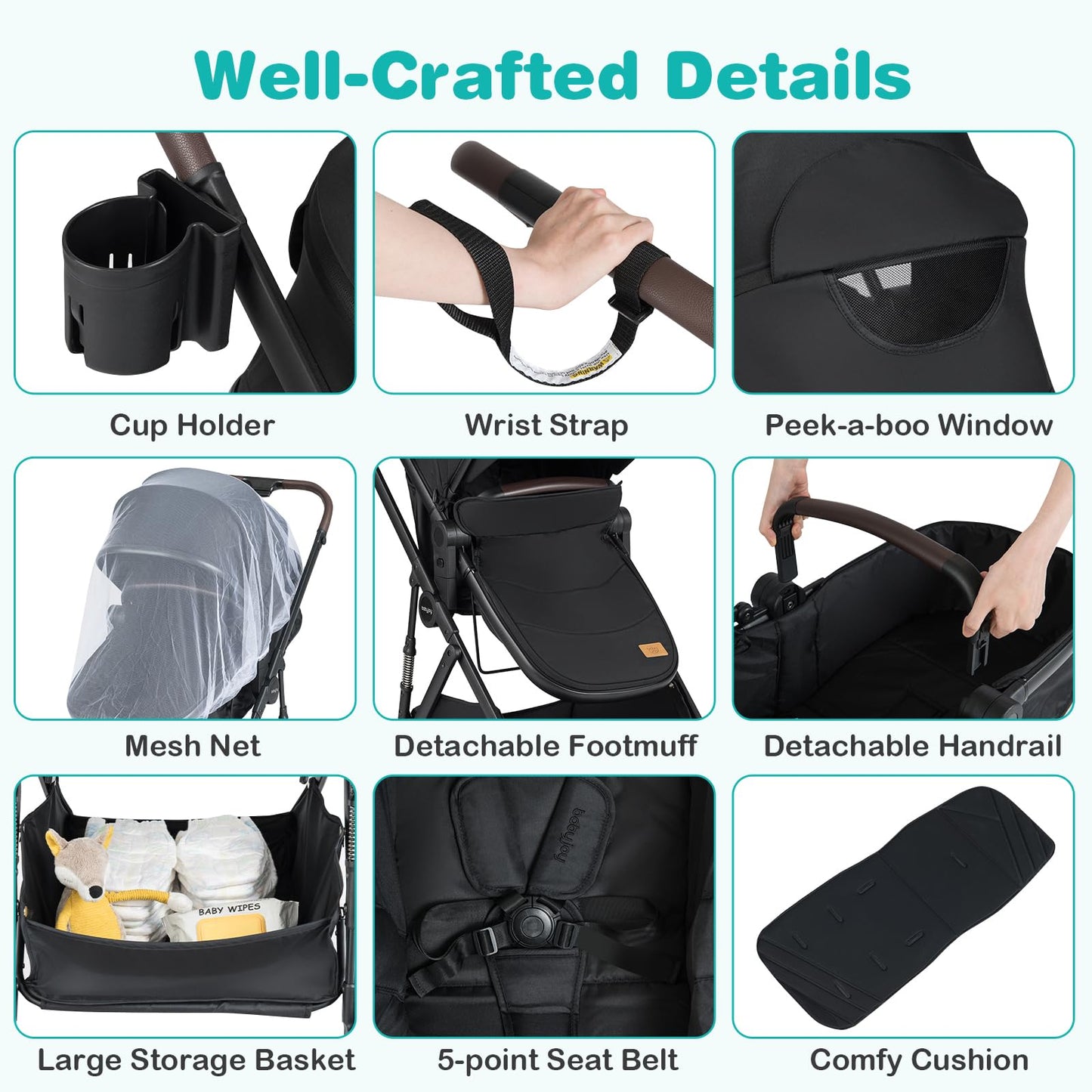 2 in 1 Baby Stroller Convertible High Landscape with Bassinet Mode Reversible Seat