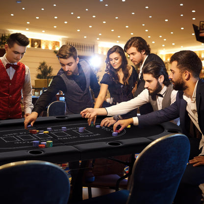 182cm Folding Casino Leisure Card Board Game Tables with Metal Cup Holders