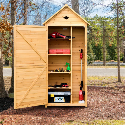 Wooden Garden Shed Tool Storage Cabinet with 5 Shelves