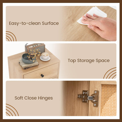 PE Rattan Storage Cabinet with Adjustable Foot Pads and Anti-toppling Kit