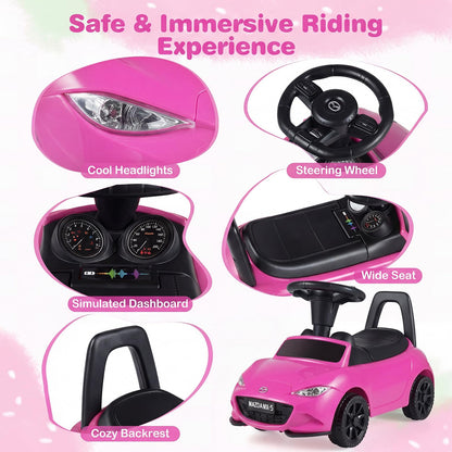 Kids Ride On Sliding Toy Mazda Licensed with Under-Seat Storage for Toddlers