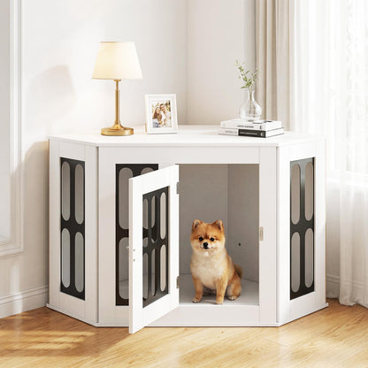 Corner Dog Crate Furniture Metal Side Table for Small Dogs