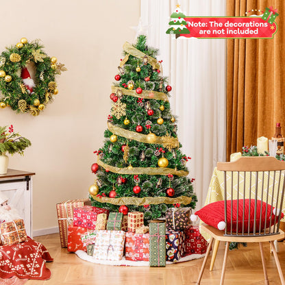 150/180CM Artificial Christmas Tree with 8 Lighting Modes and Optical Fibers