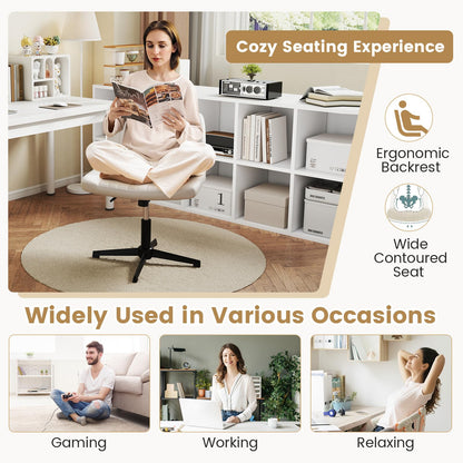 Armless Office Chair, Cross Legged Desk Chair with Wide Seat