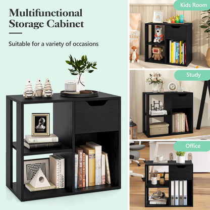 3 Cube Wooden Storage Shelf with Drawer