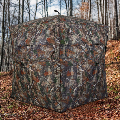 360 Degree One-way See-through Hunting Blind 4 People Ground Blind with Silent-slide Windows