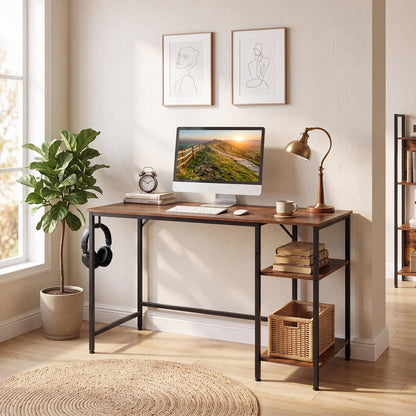 120 cm Reversible Home Office Desk with Headphone Hook and Shelves