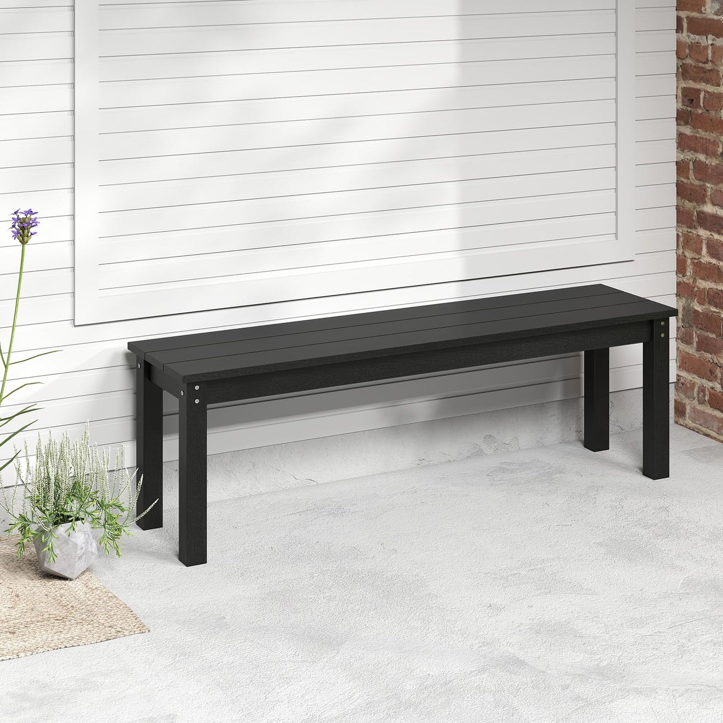 140CM HDPE Outdoor Bench Backless Patio Garden Bench for 2-3 People