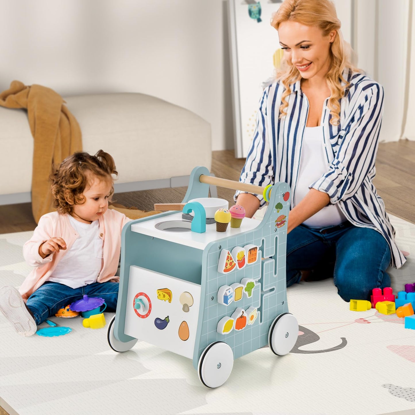 6 in 1 Wooden Baby Walker for 12 Months +