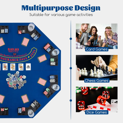 120CM 8-Player Foldable Poker Table Top with Carrying Bag