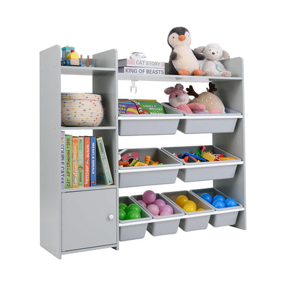 Kids Bookshelf Toy Storage Organizer with Storage Boxes and Open Shelves