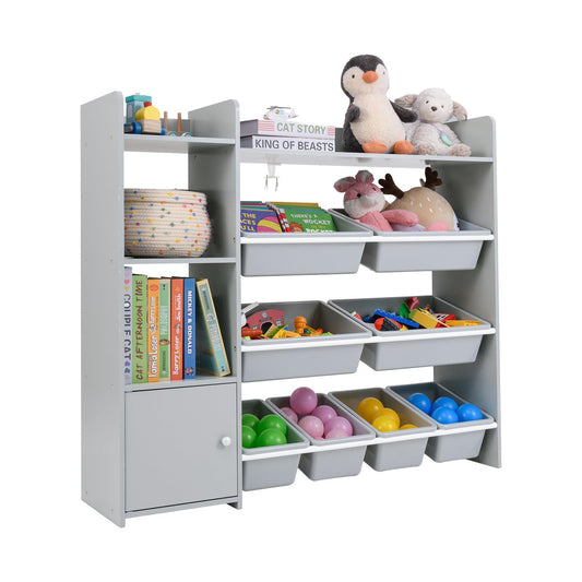 Kids Bookshelf Toy Storage Organizer with Storage Boxes and Open Shelves