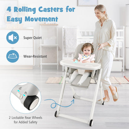 Adjustable Toddlers Reclining Highchair with Detachable Double Trays