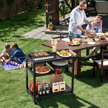 2 or 3 Shelf Movable Pizza Oven Table Stand with 4 Lockable Wheels
