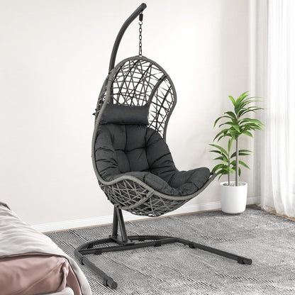 Swing Egg Chair with Stand for Garden Patio Yard Living Room
