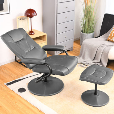 Swivel Recliner Chair with Footstool and Adjustable Backrest