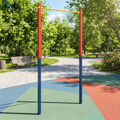 Outdoor In-Ground Pull Up Bar Station, Heavy Duty Metal Chin Up Bar