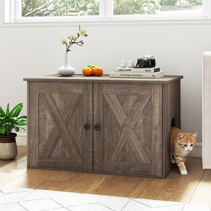 Cat Litter Box Enclosure, Hidden Privacy Kitty Washroom
