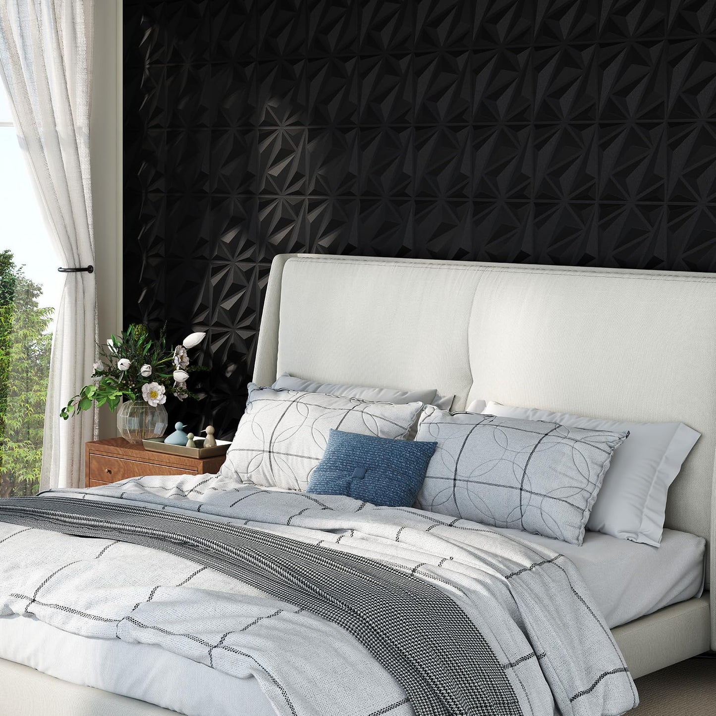 20-Pack 3D Acoustic Wall Panels with Diamond Texture