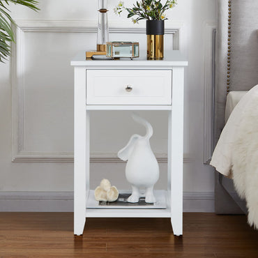Modern X-Design Nightstand with Drawer and Bottom Storage Shelf