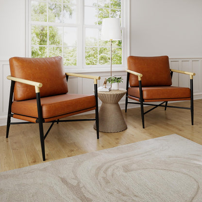 PU Leather Accent Chair with Removable Back Pillow