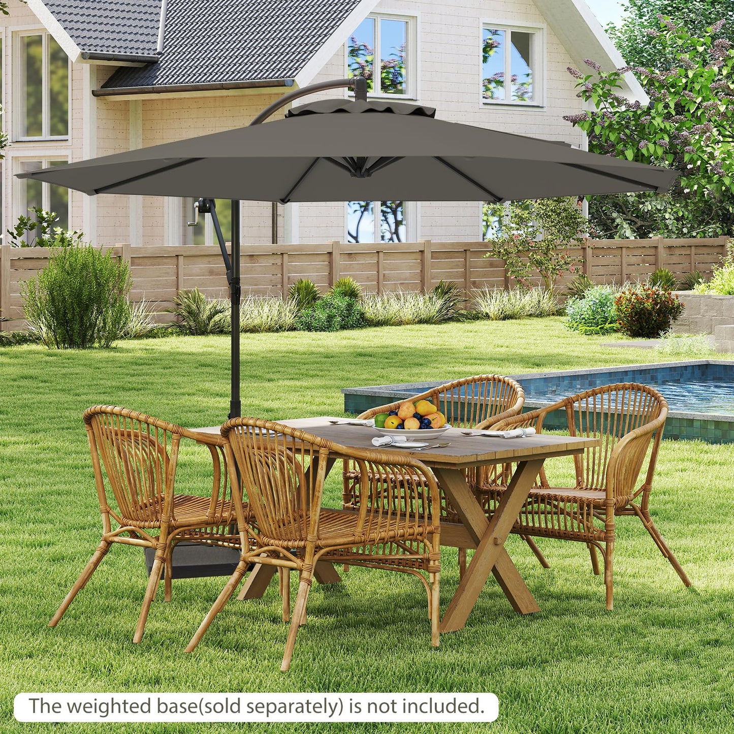 295 cm Patio Offset Umbrella with Easy Tilt Adjustment and Crossed Base