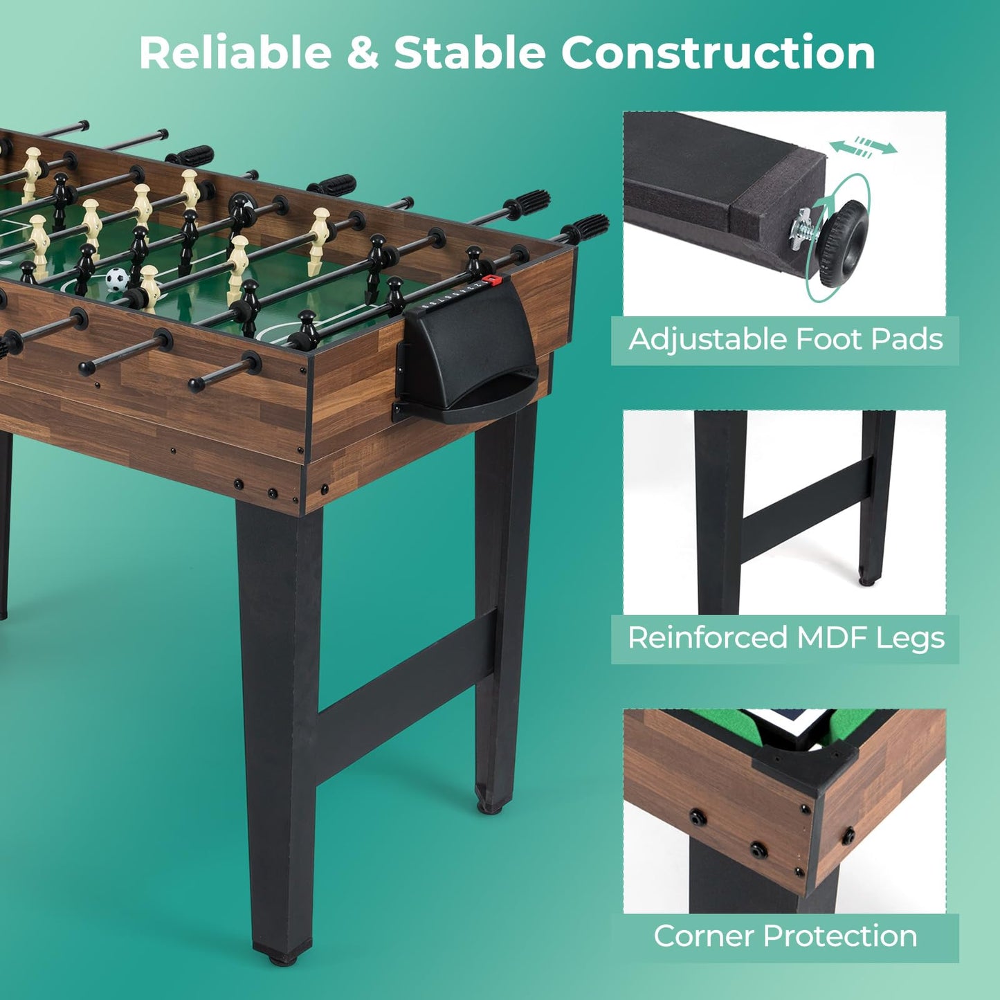 10-in-1 Multi Game Table, Space-Saving Combo Tables with Football