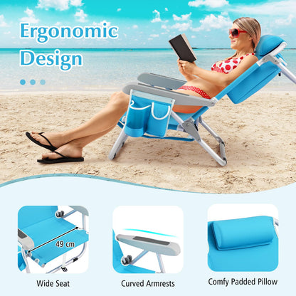 Folding Backpack Beach Chair with Detachable Headrest