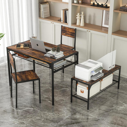 Dining Table Set for 4 with Storage Racks and Metal Frame