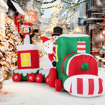 11.5 Feet Christmas Inflatables Train with Snowman Penguin Gift Box