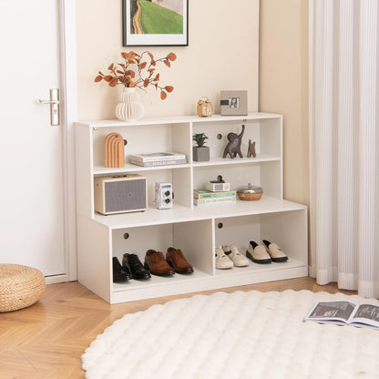 6 Compartments Wooden Shoe Rack Stand for Hallway