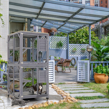 Wooden Weatherproof Roof Large Cats Enclosure with 4 Floors