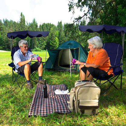 Folding Beach Chair with Shade Canopy and Carry Bag