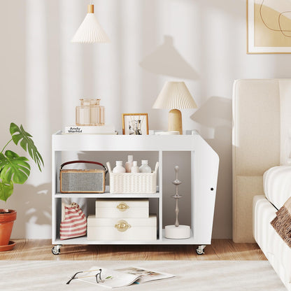 3 Tier Side End Table Rolling Nightstand with Universal Wheels