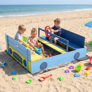 Sandpit Sandpit with Bench Folding Lid and Sandpit Liner Fir Wood Sandpit