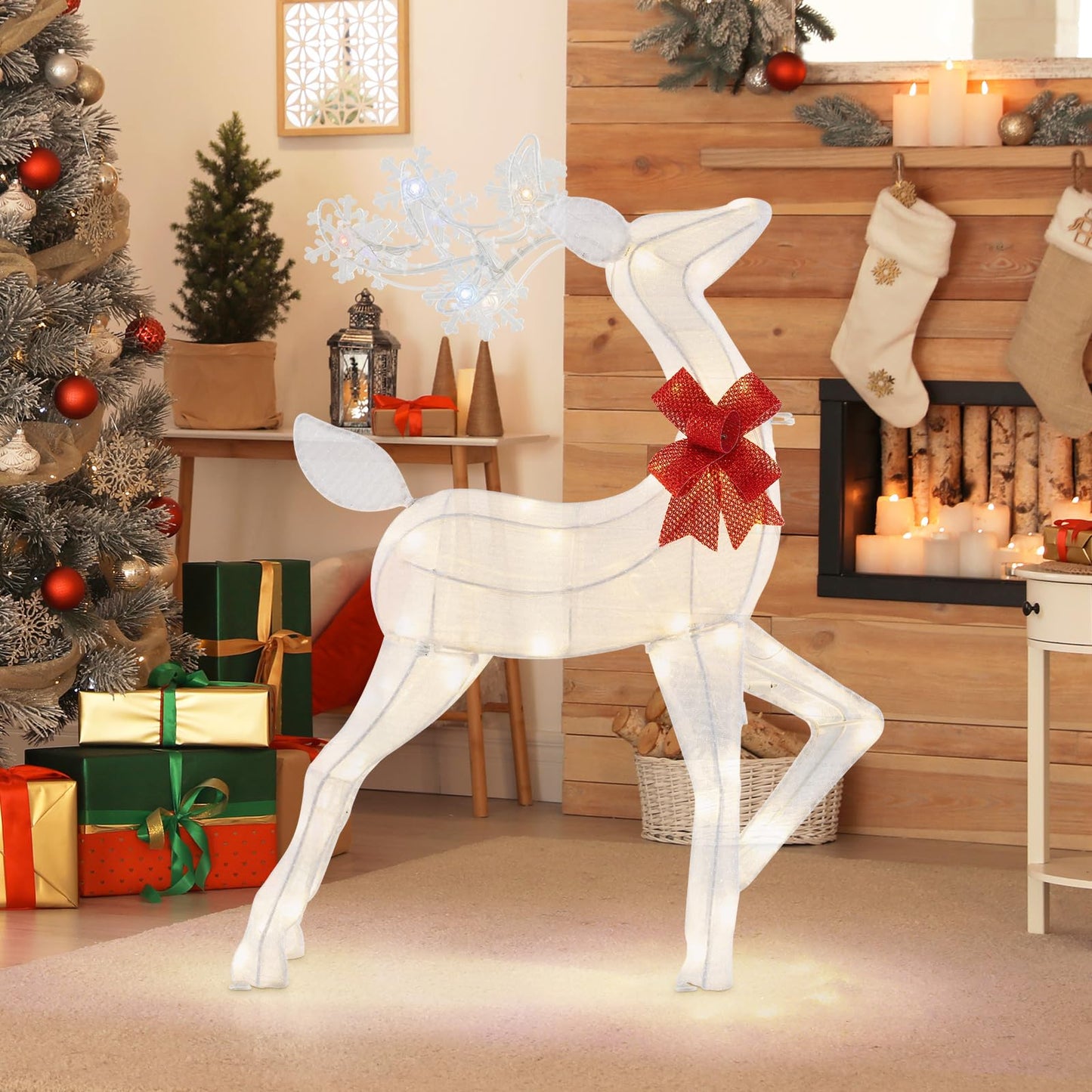 Christmas Lighted Reindeer with 48 Warm White LED Lights