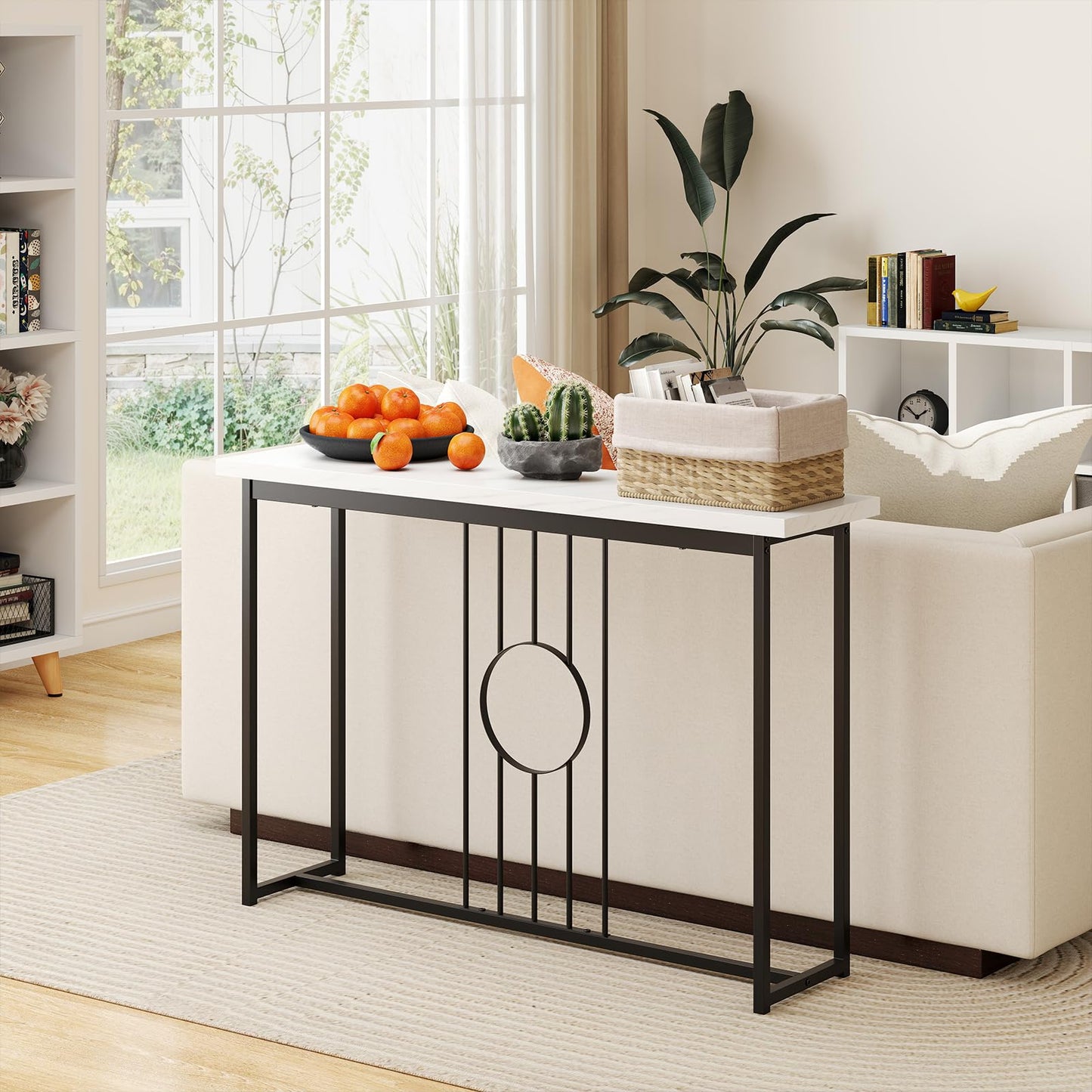 Modern Faux Marble Slim Entryway Table Sofa Side Tables