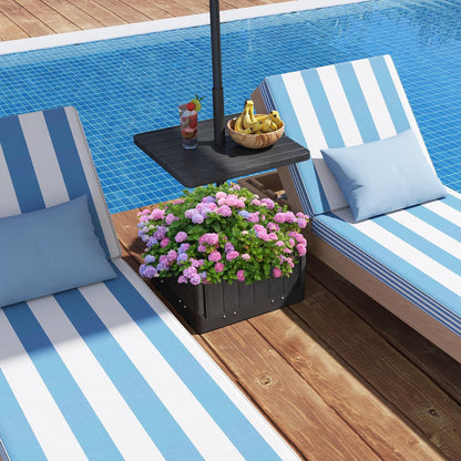 3-in-1 Patio Umbrella Base with Adjustable Tray and Weighted Bag