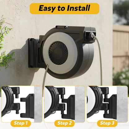 30M Retractable Hose Reel, Wall Mounted Garden Hose with 2 M Lead in Hose