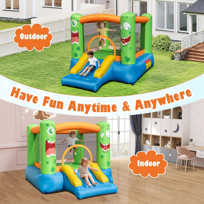 Inflatable Bouncy Castle, Kids Jumping House with Slide, Carrying Bag
