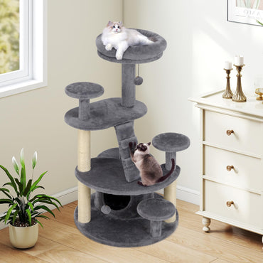 Multilevel Cat Climbing Tower with Condo Sisal Scratching Posts
