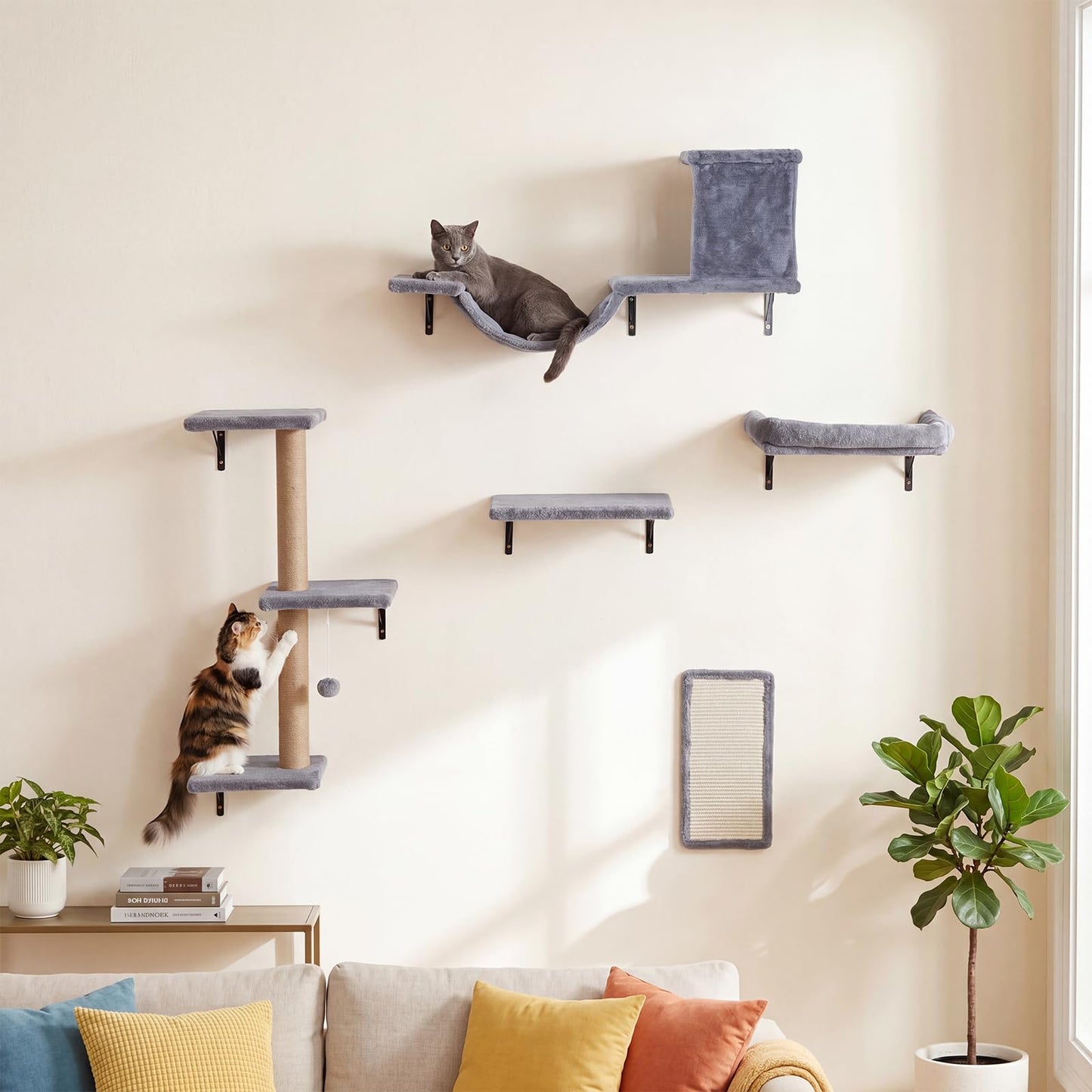 Wall Mounted Cat Tree, 5-in-1 Cat Climbing Wall Set