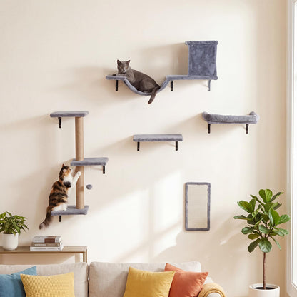 Wall Mounted Cat Tree, 5-in-1 Cat Climbing Wall Set