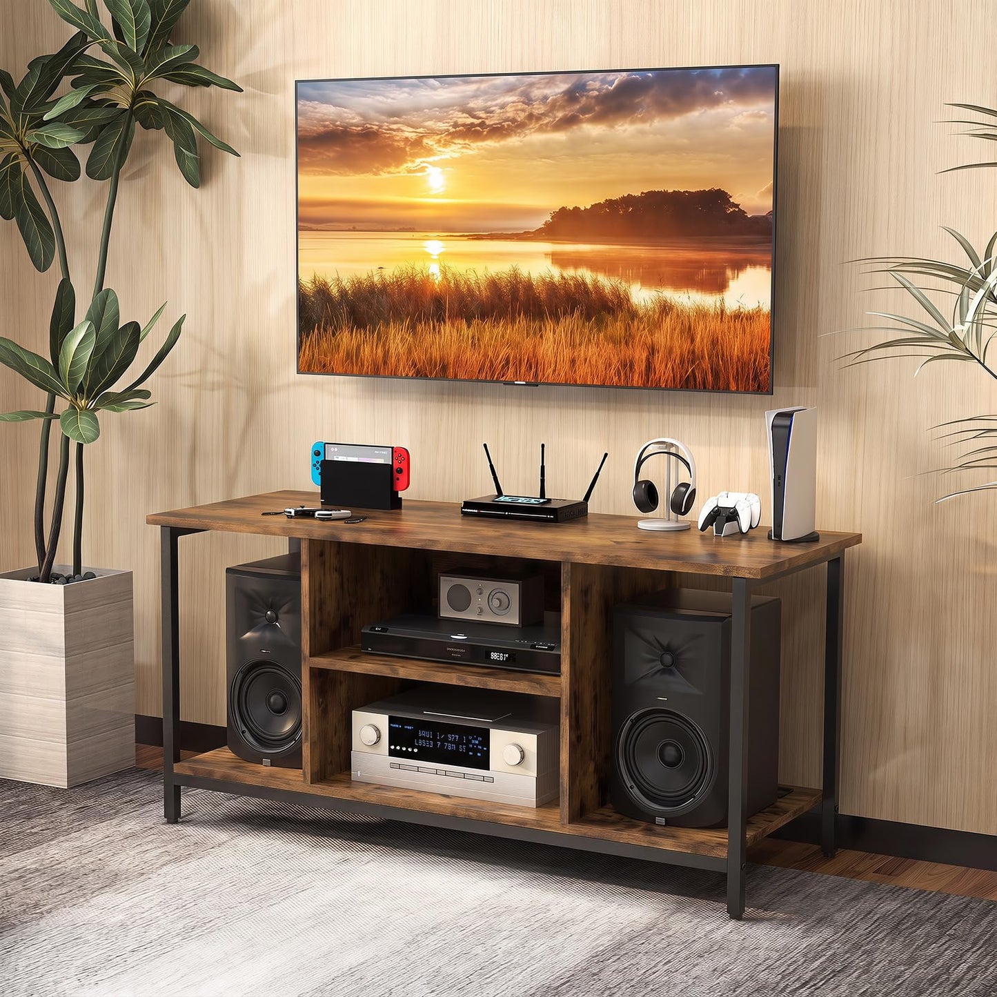 TV Stand Cabinet for 50 Inch TVs, with Power Outlets
