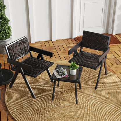PE Rattan Garden Table and Chairs Set with Quick-Drying Foam