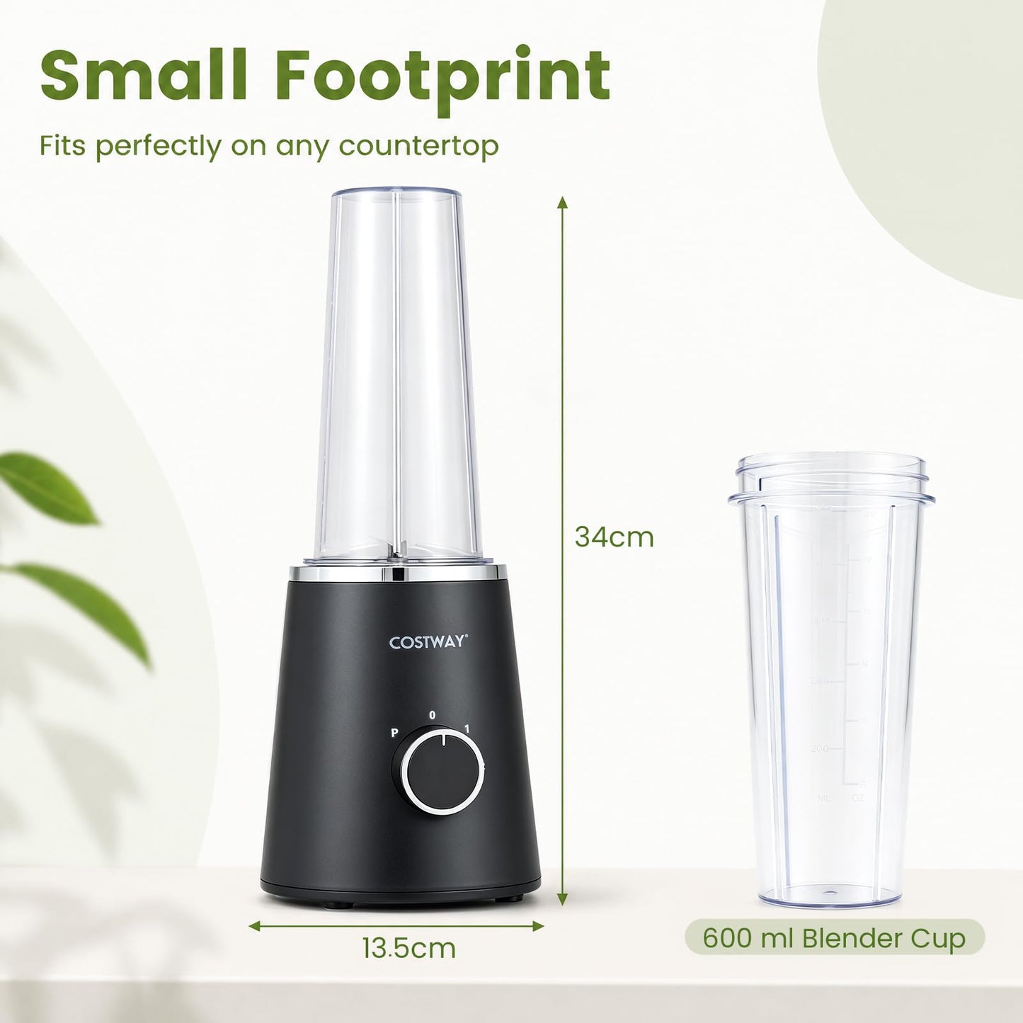 Personal Blender & Smoothie Maker with 600ml BPA-Free Cup & 3 Speed