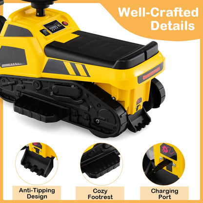 6V Electric Toy Bulldozer Excavator with Adjustable Arms Music
